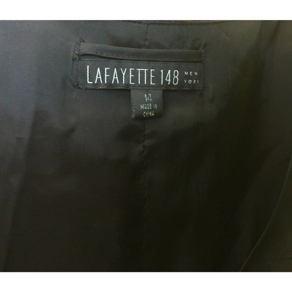 Lafayette 148 Taffeta Dress Fit Flare Black Belted - Picture 3 of 6